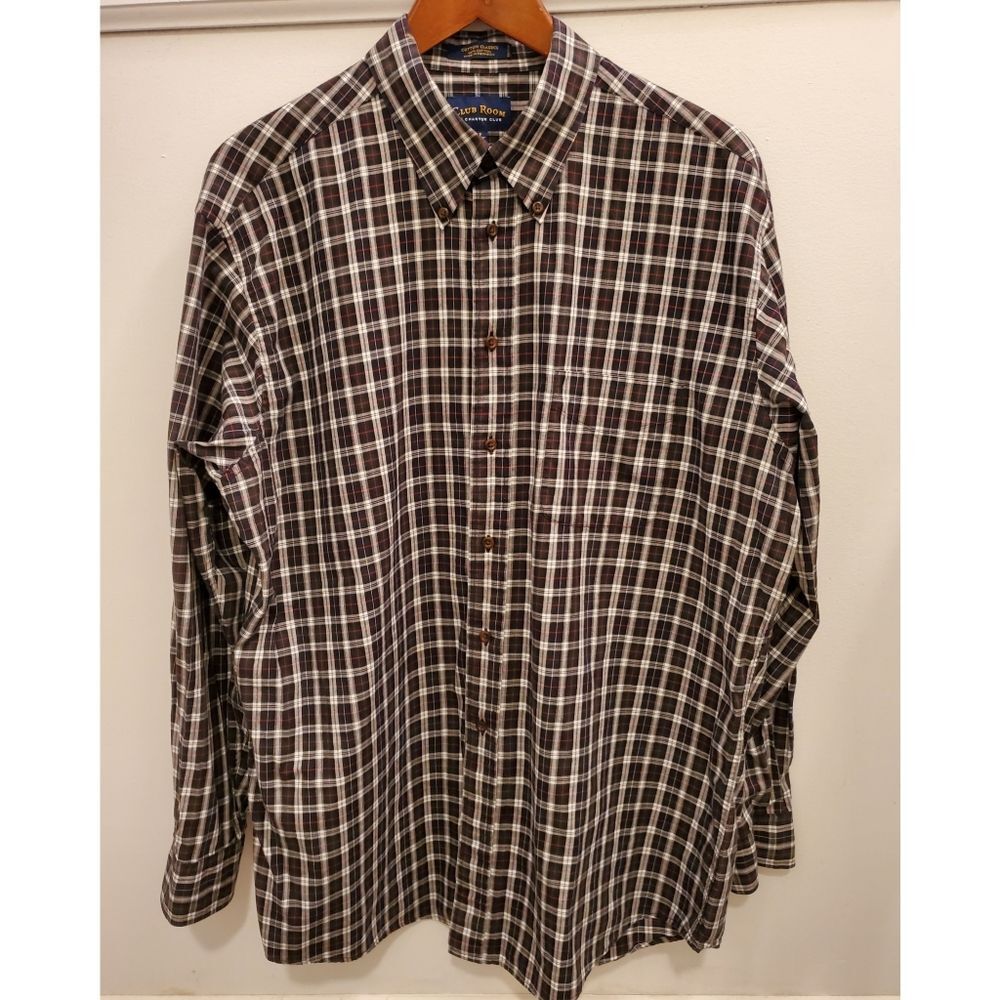 Club Room By Charter Club Plaid Button-down XL